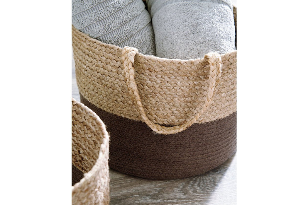 Parrish Natural/Charcoal Basket (Set of 2) - Lara Furniture