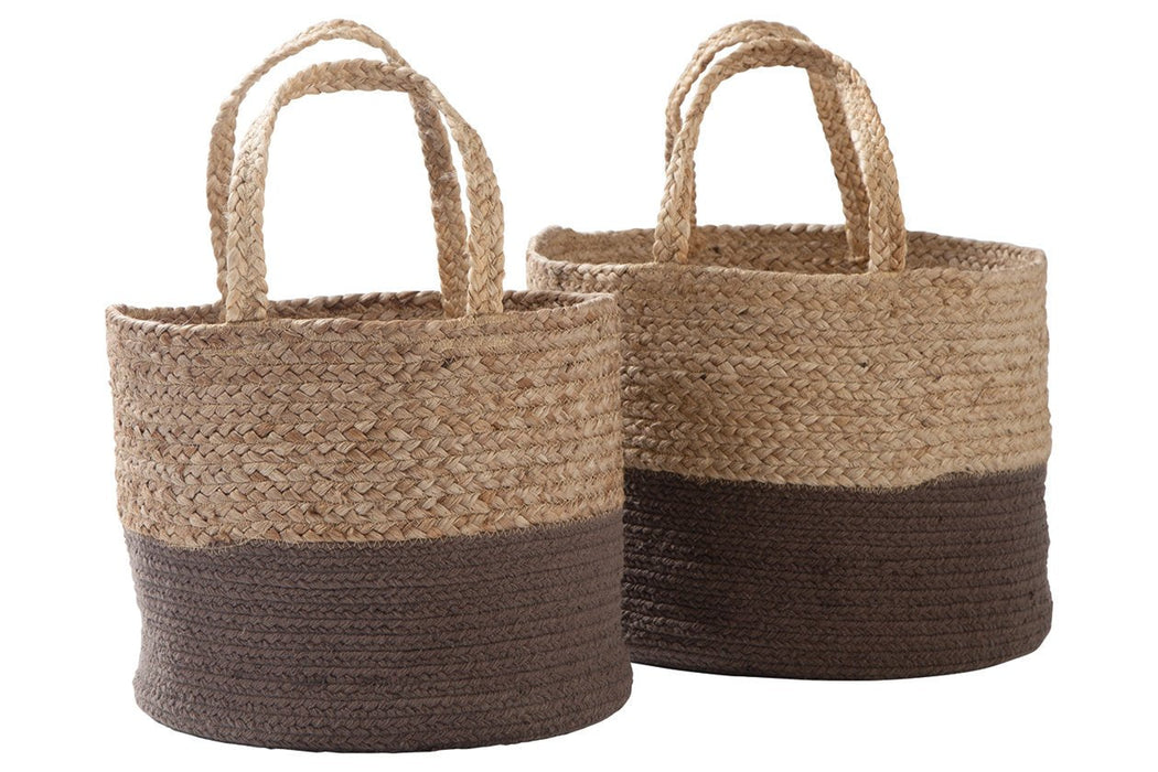 Parrish Natural/Charcoal Basket (Set of 2) - Lara Furniture