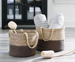 Parrish Natural/Charcoal Basket (Set of 2) - Lara Furniture