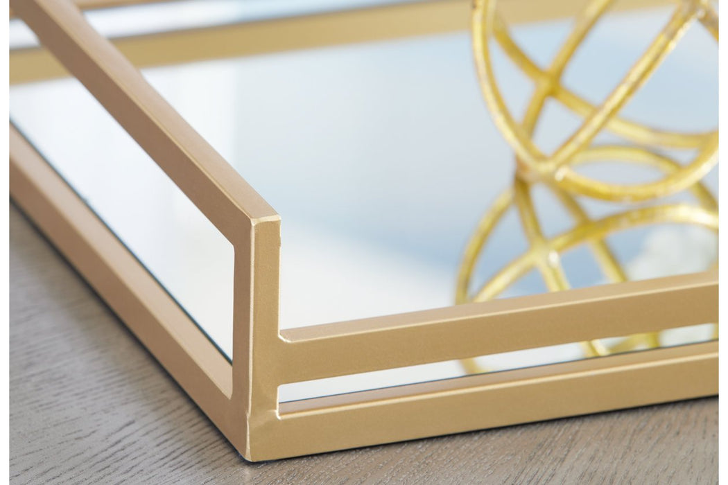 Derex Gold Finish Tray - Lara Furniture