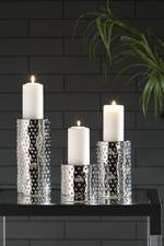 Marisa Silver Finish Candle Holder (Set of 3) - Lara Furniture