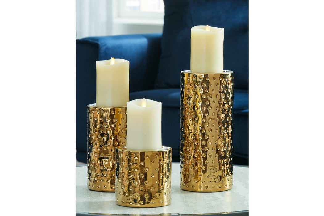 Marisa Gold Finish Candle Holder (Set of 2) - Lara Furniture