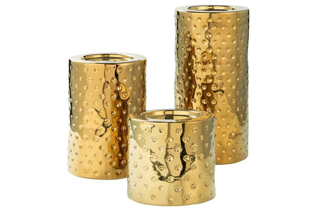 Marisa Gold Finish Candle Holder (Set of 2) - Lara Furniture