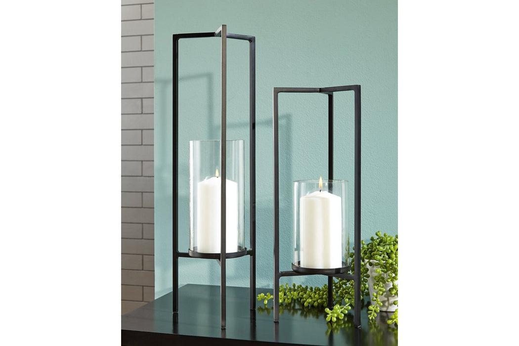 Ginette Black Candle Holder (Set of 2) - Lara Furniture