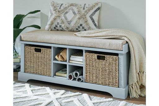 Dowdy Gray Storage Bench - Lara Furniture