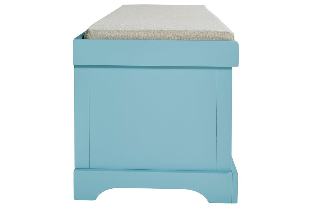 Dowdy Teal Storage Bench - Lara Furniture