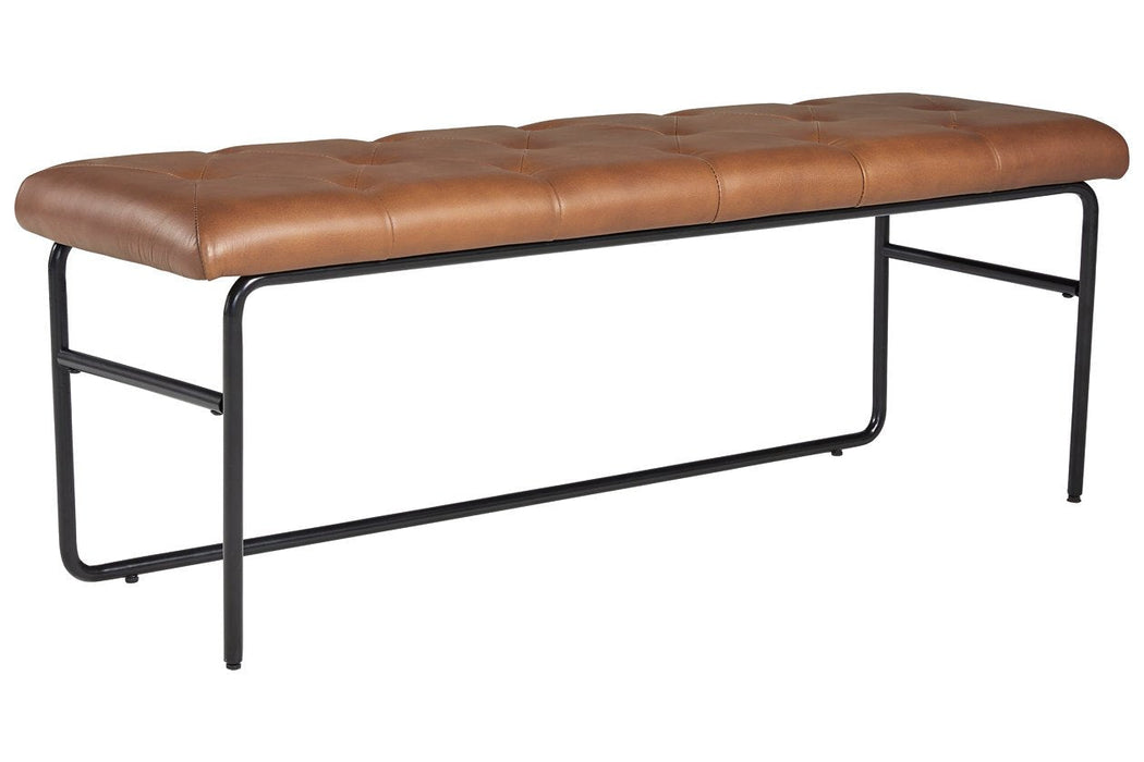 Donford Brown/Black Upholstered Accent Bench - Lara Furniture