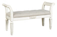 Realyn Antique White Accent Bench - Lara Furniture