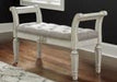Realyn Antique White Accent Bench - Lara Furniture