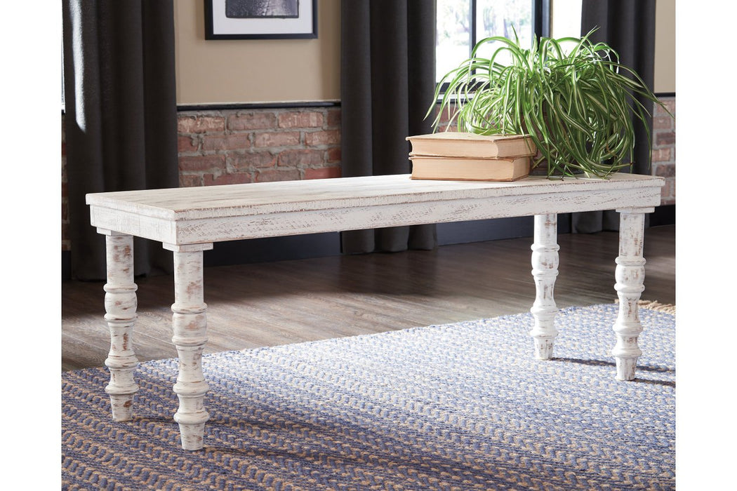 Dannerville White Accent Bench - Lara Furniture