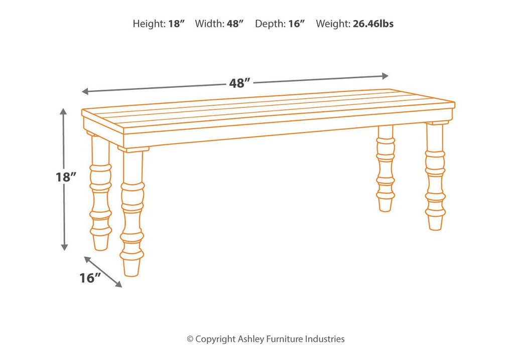 Dannerville White Accent Bench - Lara Furniture