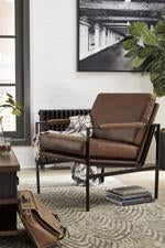 Puckman Brown/Silver Finish Accent Chair - Lara Furniture