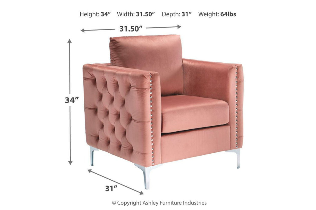 Lizmont Blush Pink Accent Chair - Lara Furniture