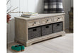 Oslember Light Brown Storage Bench - Lara Furniture