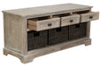 Oslember Light Brown Storage Bench - Lara Furniture