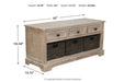 Oslember Light Brown Storage Bench - Lara Furniture