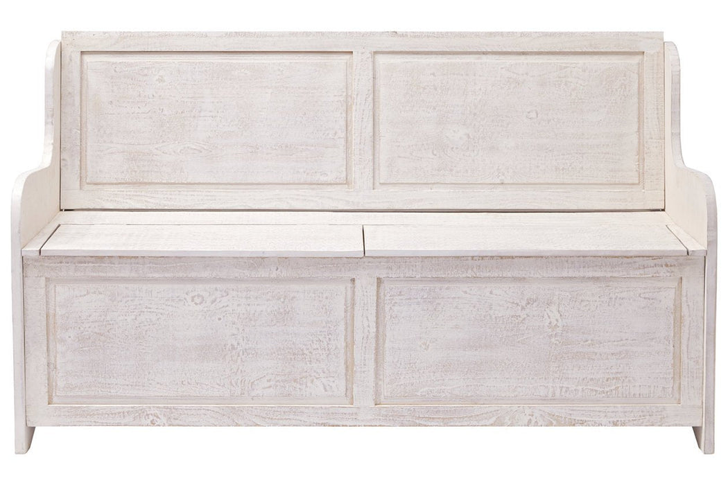 Dannerville Antique White Storage Bench - Lara Furniture