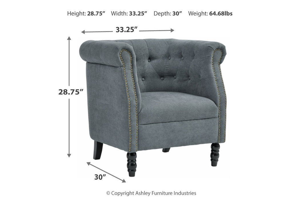 Jacquelyne Slate Blue Accent Chair - Lara Furniture