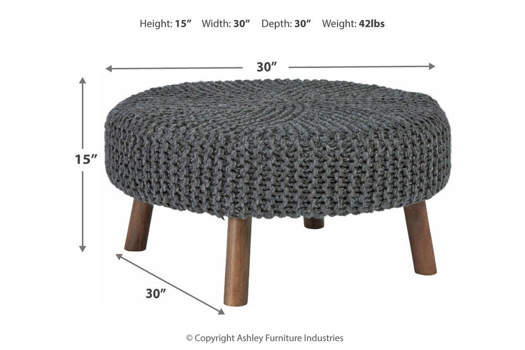 Jassmyn Charcoal Oversized Accent Ottoman - Lara Furniture