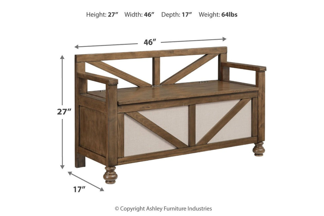 Brickwell Brown Storage Bench - Lara Furniture