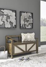 Brickwell Brown Storage Bench - Lara Furniture