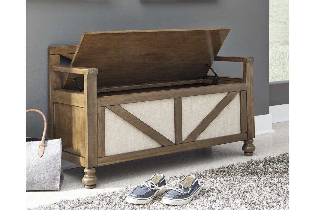 Brickwell Brown Storage Bench - Lara Furniture