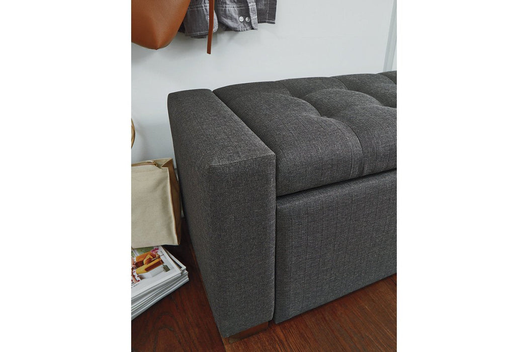 Cortwell Gray Storage Bench - Lara Furniture