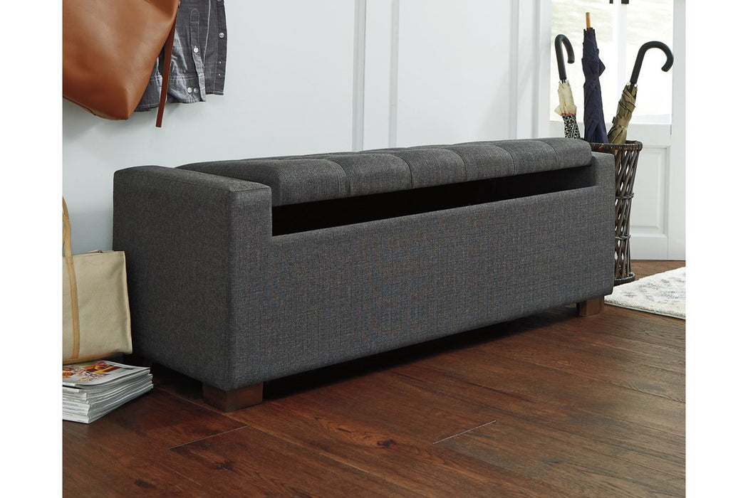 Cortwell Gray Storage Bench - Lara Furniture