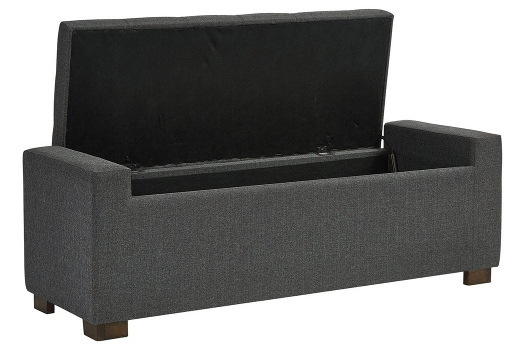 Cortwell Gray Storage Bench - Lara Furniture