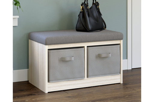 Blariden Gray/Natural Storage Bench - Lara Furniture