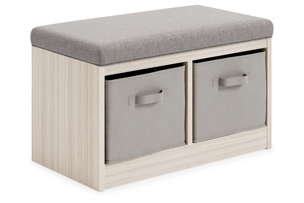 Blariden Gray/Natural Storage Bench - Lara Furniture