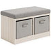 Blariden Gray/Natural Storage Bench - Lara Furniture