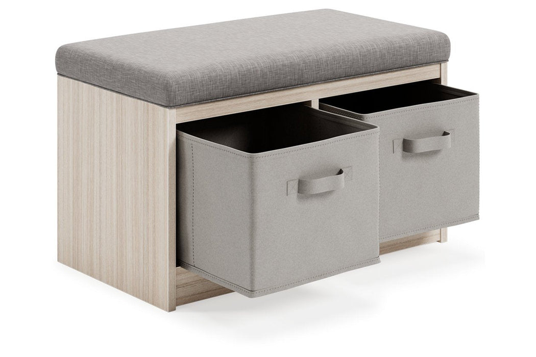 Blariden Gray/Natural Storage Bench - Lara Furniture
