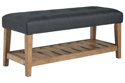 Cabellero Charcoal/Brown Upholstered Accent Bench - Lara Furniture