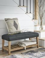 Cabellero Charcoal/Brown Upholstered Accent Bench - Lara Furniture