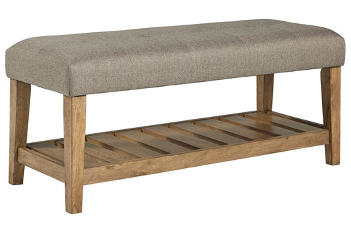 Cabellero Light Beige/Brown Upholstered Accent Bench - Lara Furniture