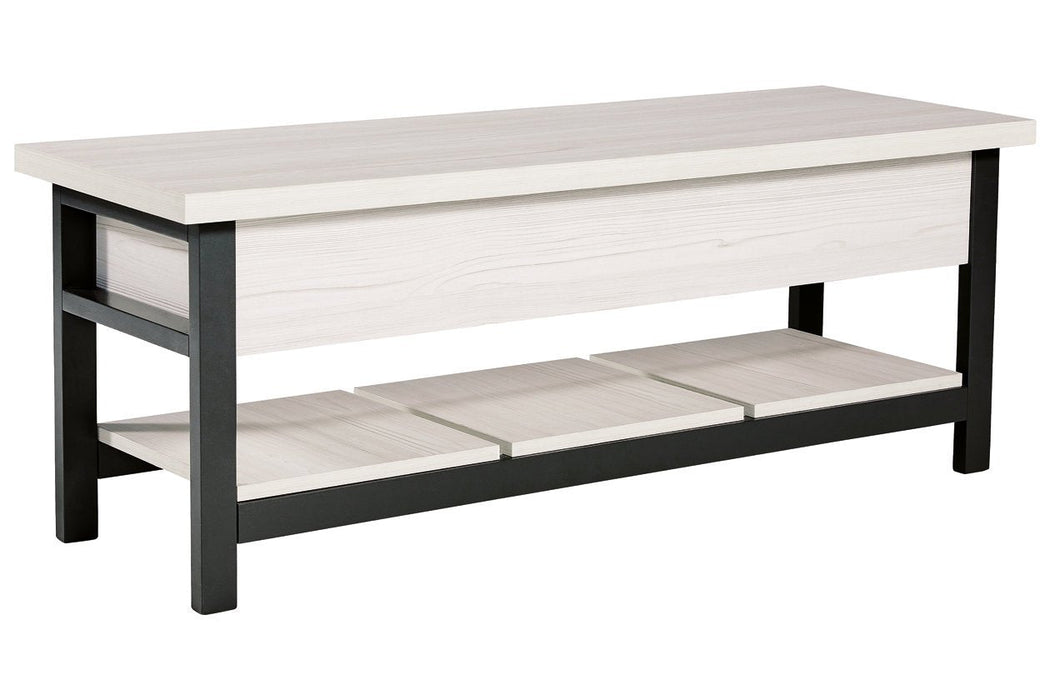 Rhyson White Storage Bench - Lara Furniture