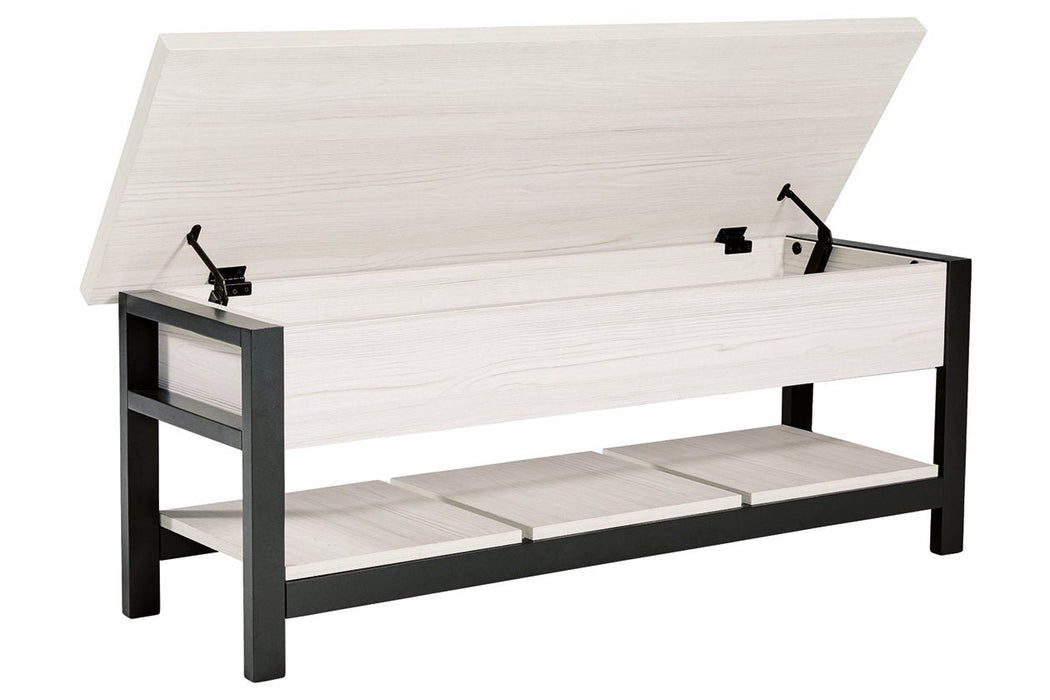 Rhyson White Storage Bench - Lara Furniture