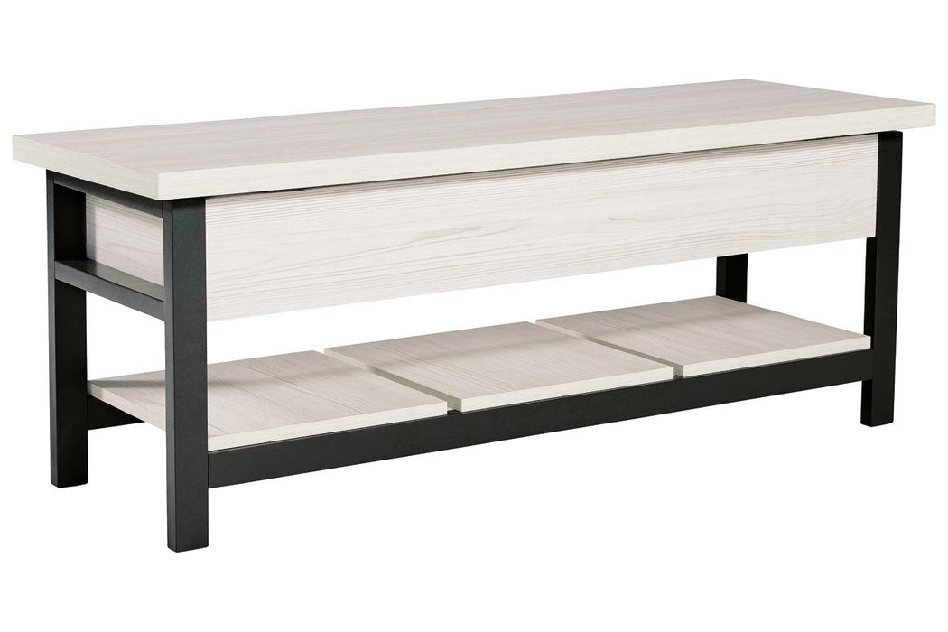 Rhyson White Storage Bench - Lara Furniture