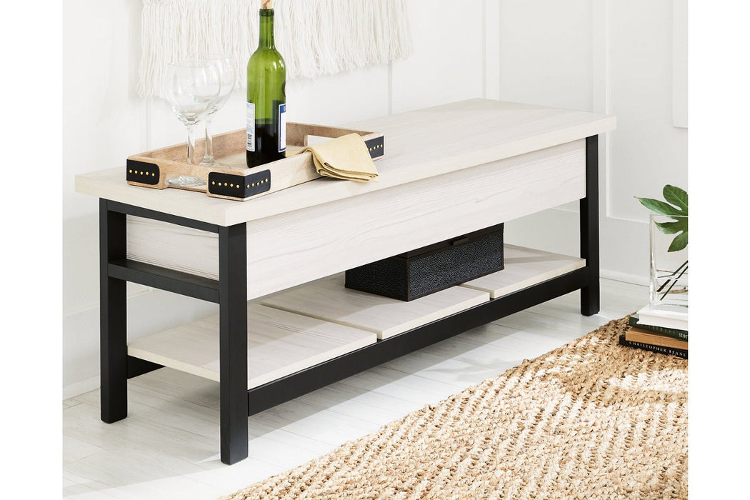 Rhyson White Storage Bench - Lara Furniture