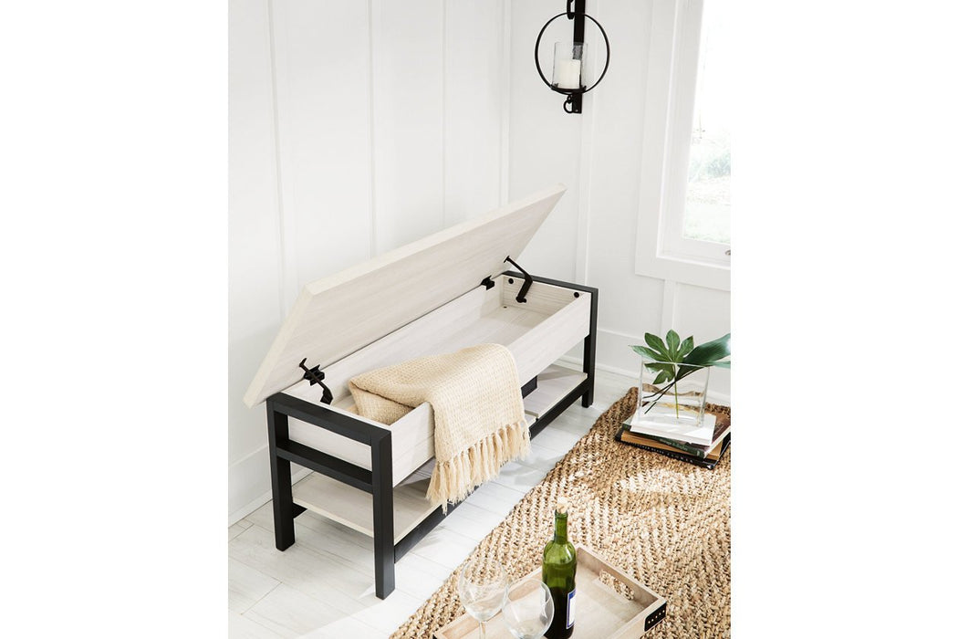 Rhyson White Storage Bench - Lara Furniture