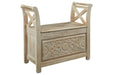 Fossil Ridge Whitewash Accent Bench - Lara Furniture