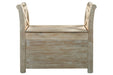 Fossil Ridge Whitewash Accent Bench - Lara Furniture