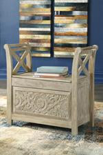 Fossil Ridge Whitewash Accent Bench - Lara Furniture