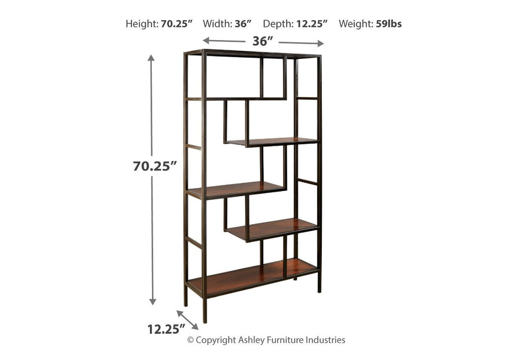 Frankwell Brown/Black Bookcase - Lara Furniture