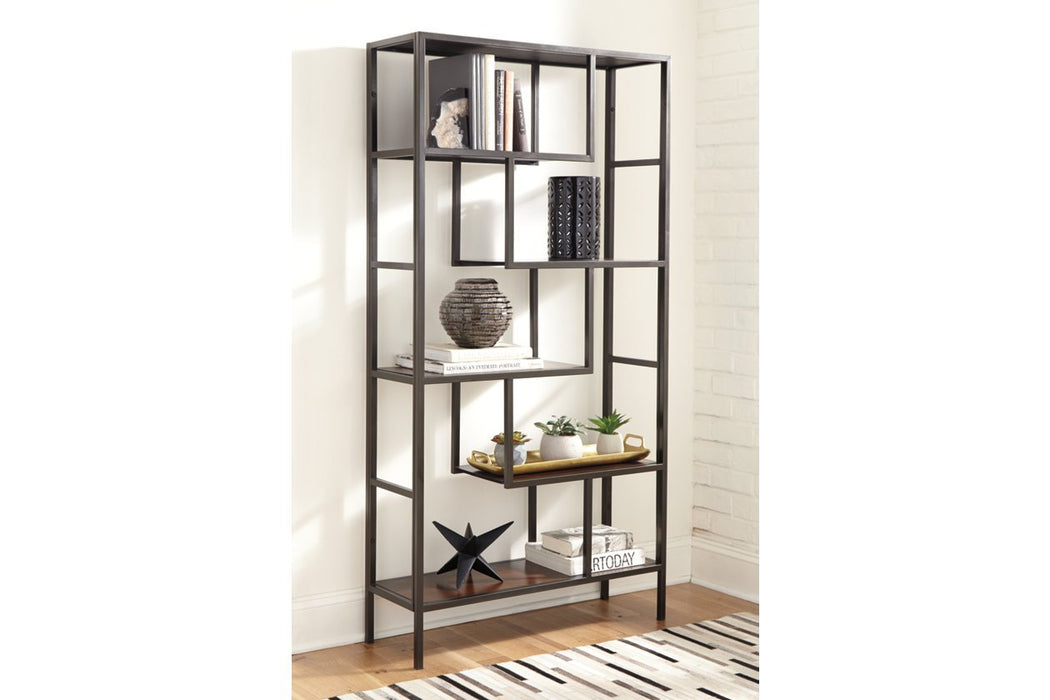 Frankwell Brown/Black Bookcase - Lara Furniture