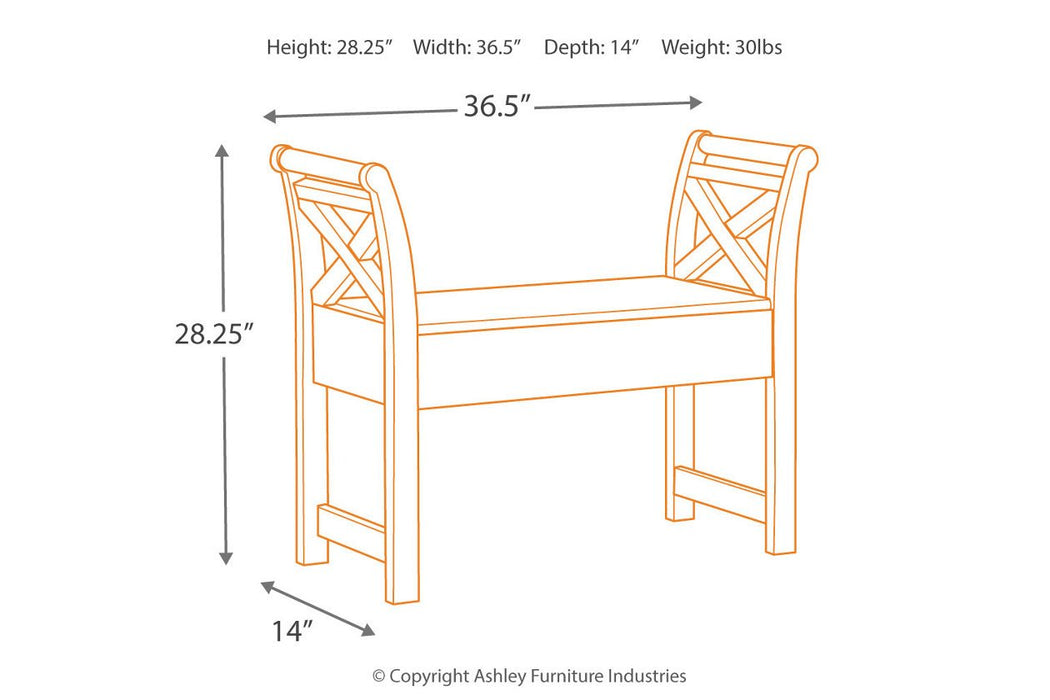 Heron Ridge White Accent Bench - Lara Furniture