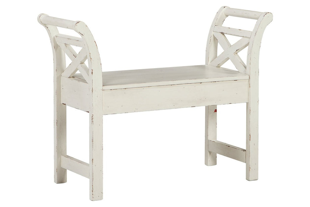 Heron Ridge White Accent Bench - Lara Furniture