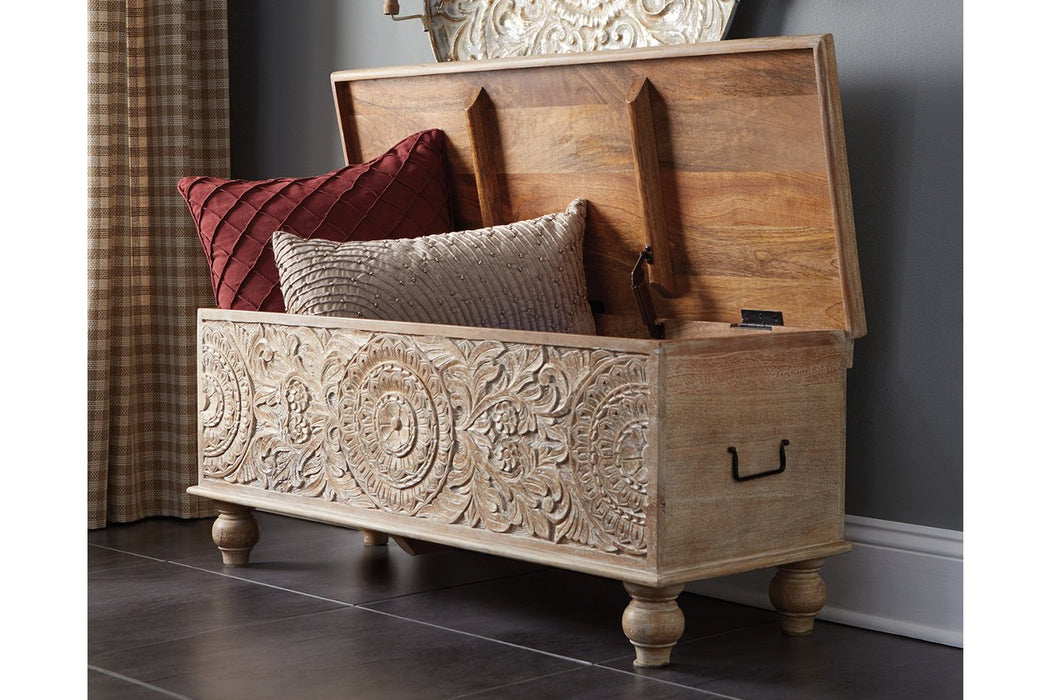 Fossil Ridge Beige Storage Bench - Lara Furniture