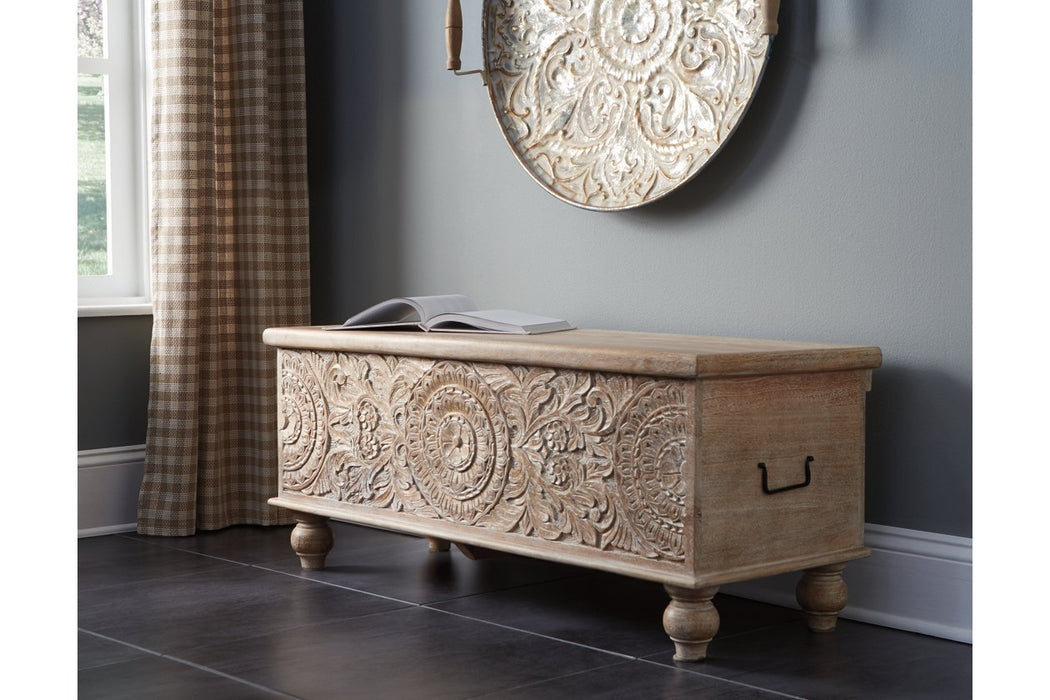 Fossil Ridge Beige Storage Bench - Lara Furniture